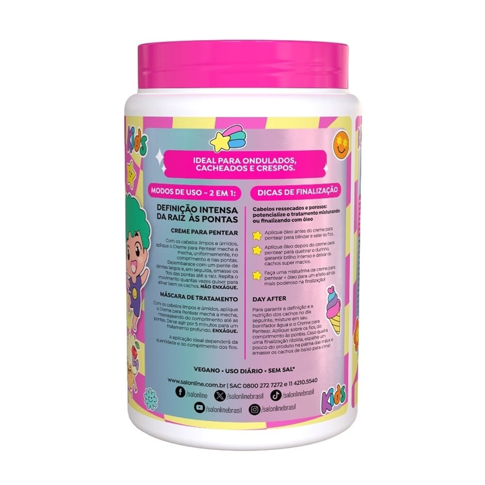 Creme de Pentear Salon Line Kids Vanilla Vibes 1kg 1kg 2
