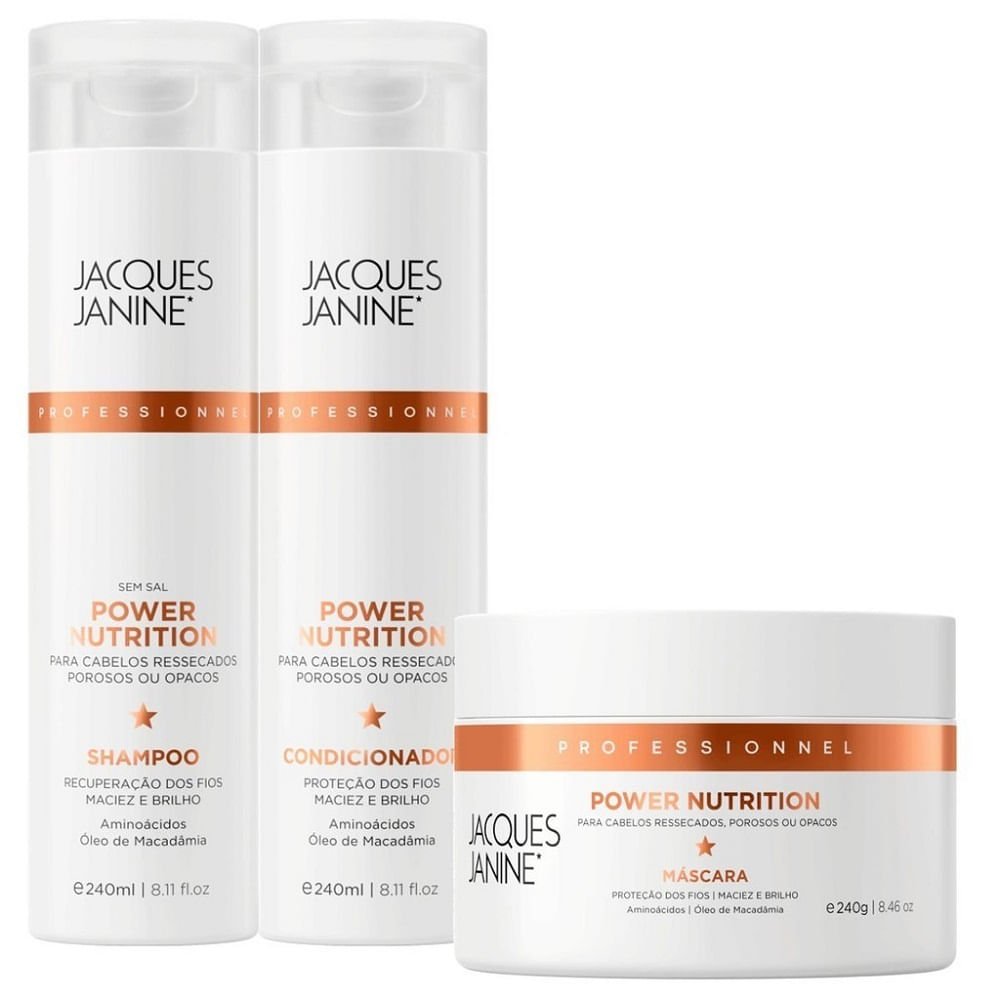 Kit Shampoo + Condicionador 240ml + Máscara Capilar Jacques Janine Power Nutrition 80g ÚNICO 2