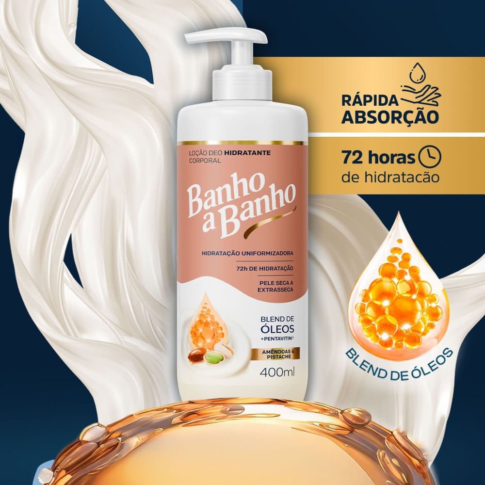 Loção Deo Hidratante Corporal Banho a Banho Amêndoas e Pistache 400ml 400ml 4