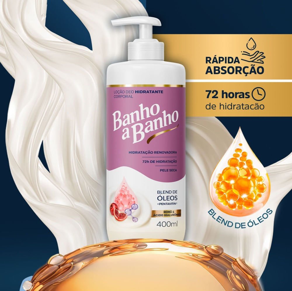 Loção Deo Hidratante Corporal Banho a Banho Romã e Ácido Hialurônico 400ml 400ml 4