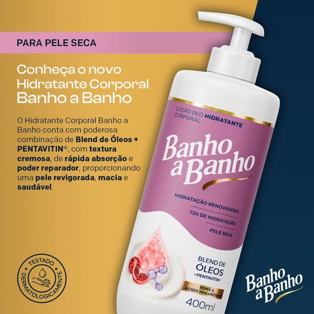 Loção Deo Hidratante Corporal Banho a Banho Romã e Ácido Hialurônico 400ml 400ml 5