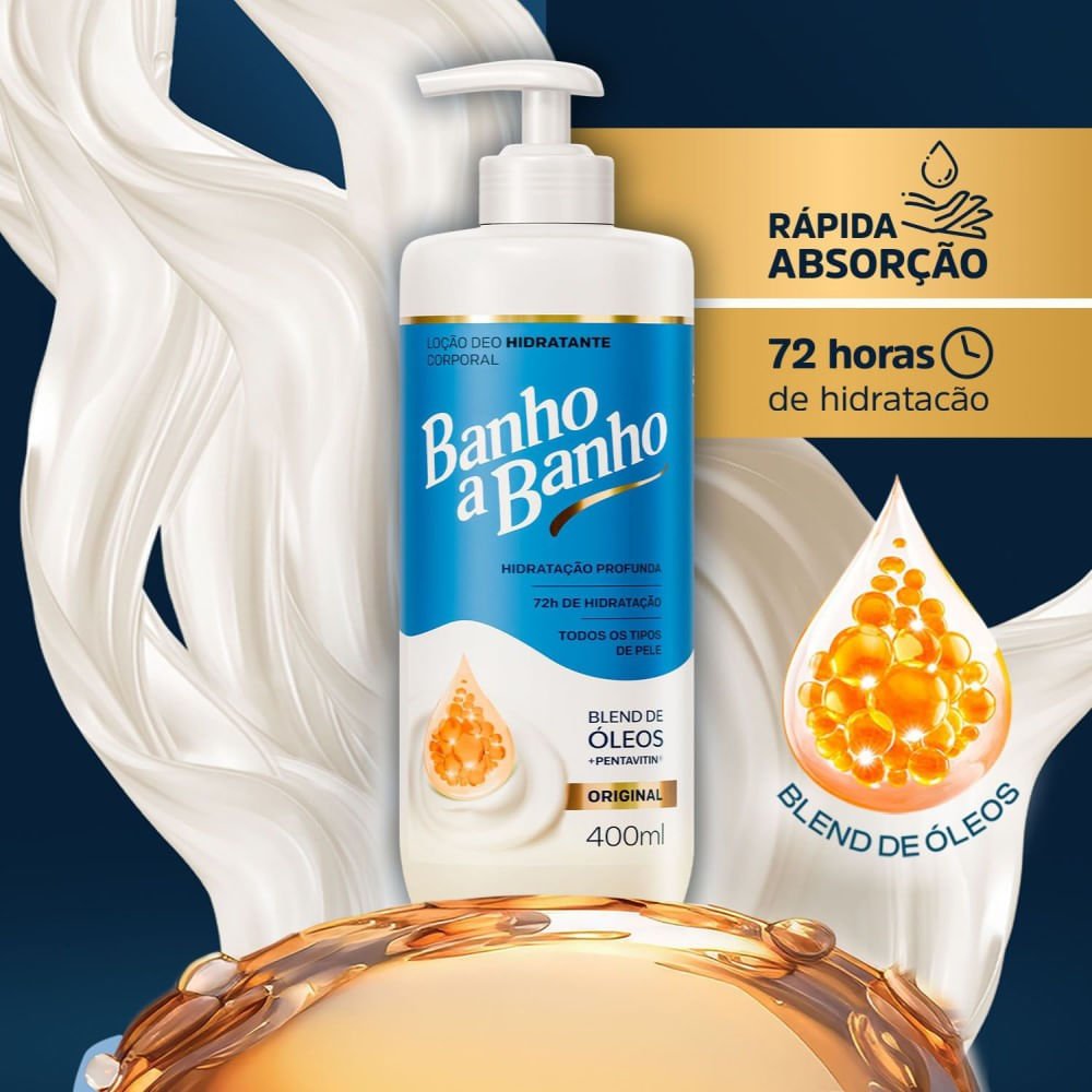 Loção Deo Hidratrante Corporal Banho a Banho Blend de Óleos + Pentavitin Original 400ml 400ml 4
