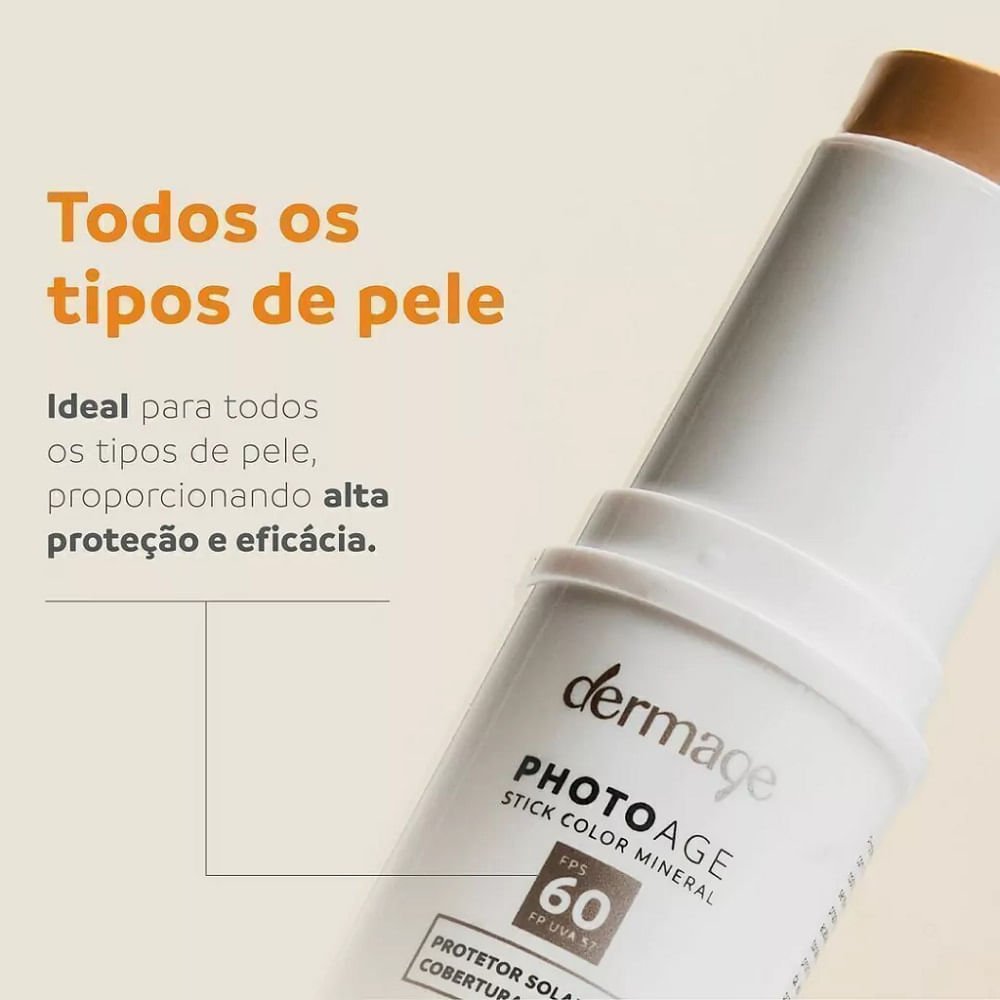 Protetor Solar Facial Dermage Photoage Stick Color Mineral Médio Fps60 16g 16g 2