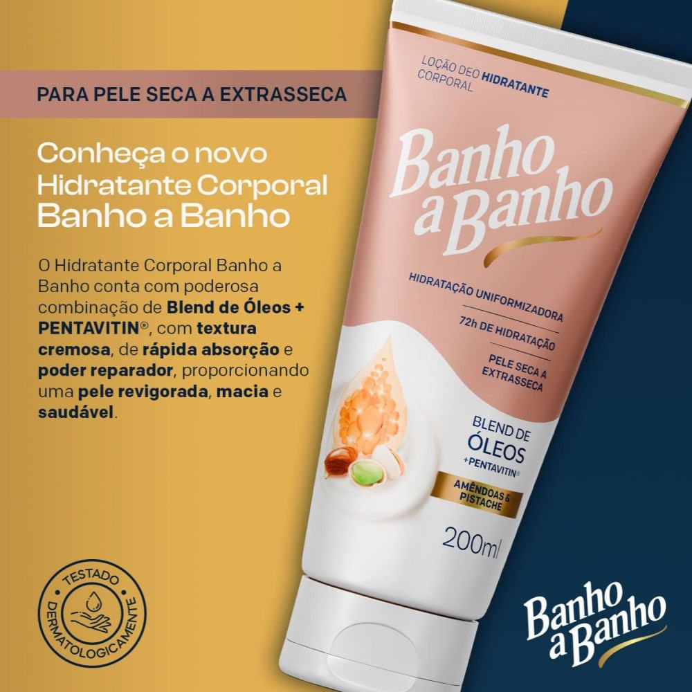 Loção Deo Hidratante Corporal Banho a Banho Amêndoas e Pistache 200ml 200ml 5