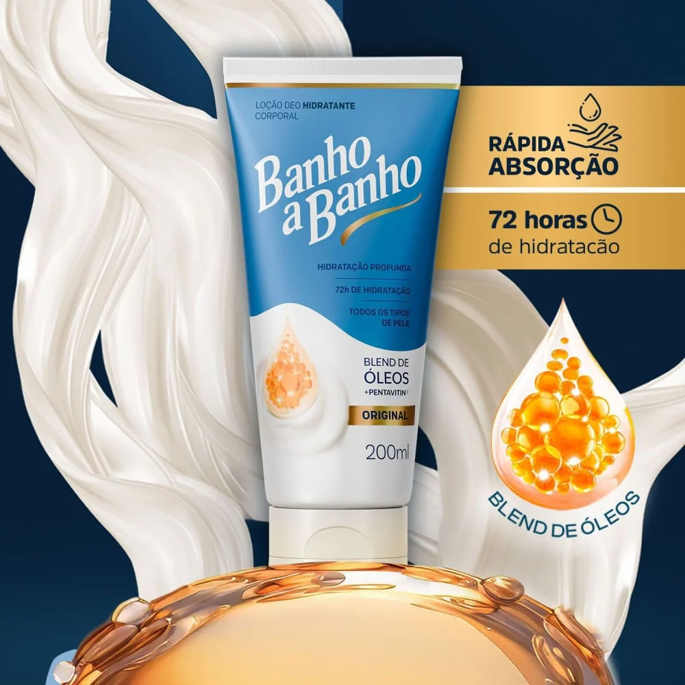 Loção Deo Hidratrante Corporal Banho a Banho Blend de Óleos + Pentavitin Original 200ml 200ml 4