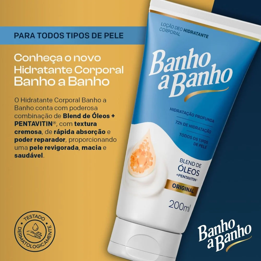 Loção Deo Hidratrante Corporal Banho a Banho Blend de Óleos + Pentavitin Original 200ml 200ml 5