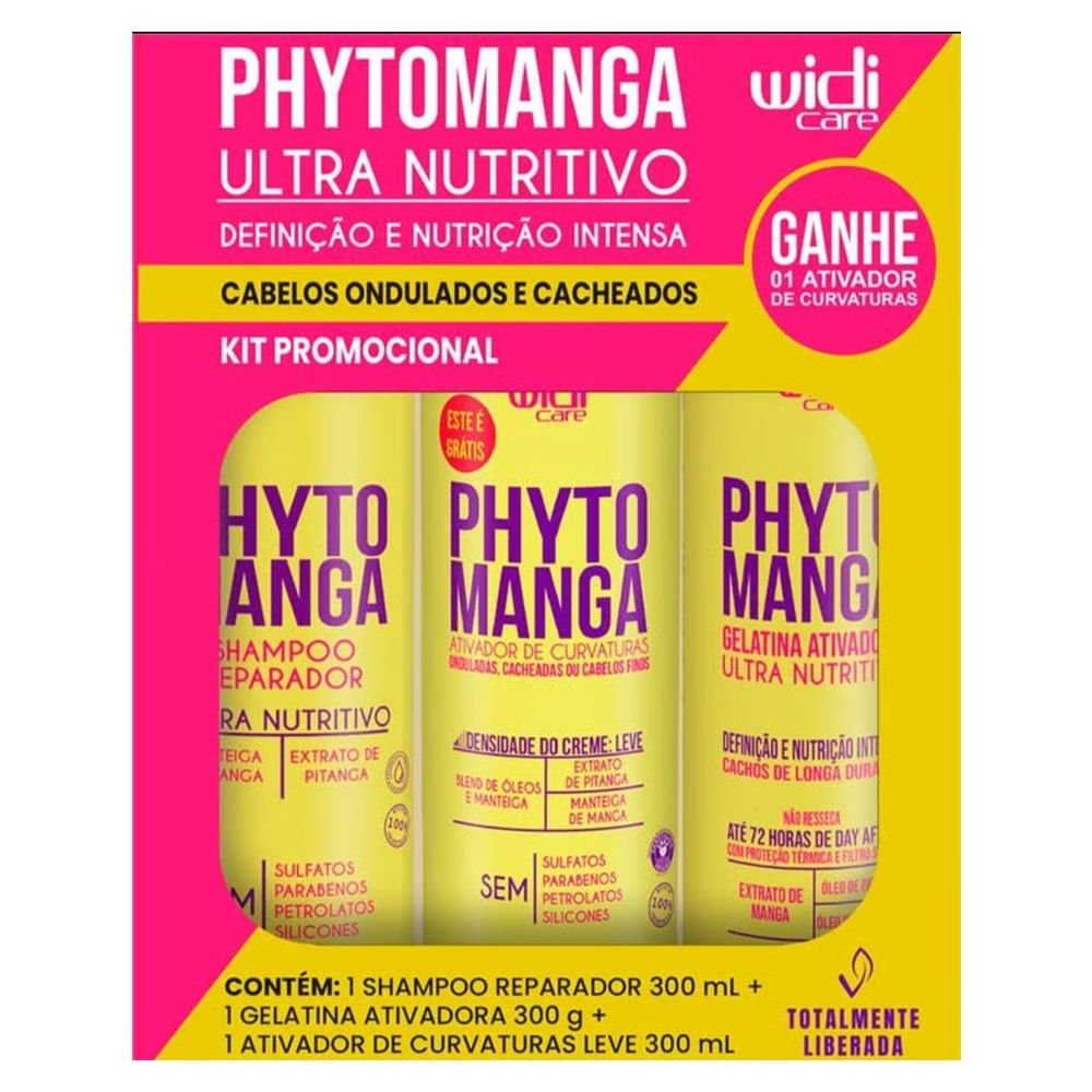 Kit Phytomanga Widi Care Shampoo 300ml + Gelatina 300g + Ativador de Curvaturas 300ml