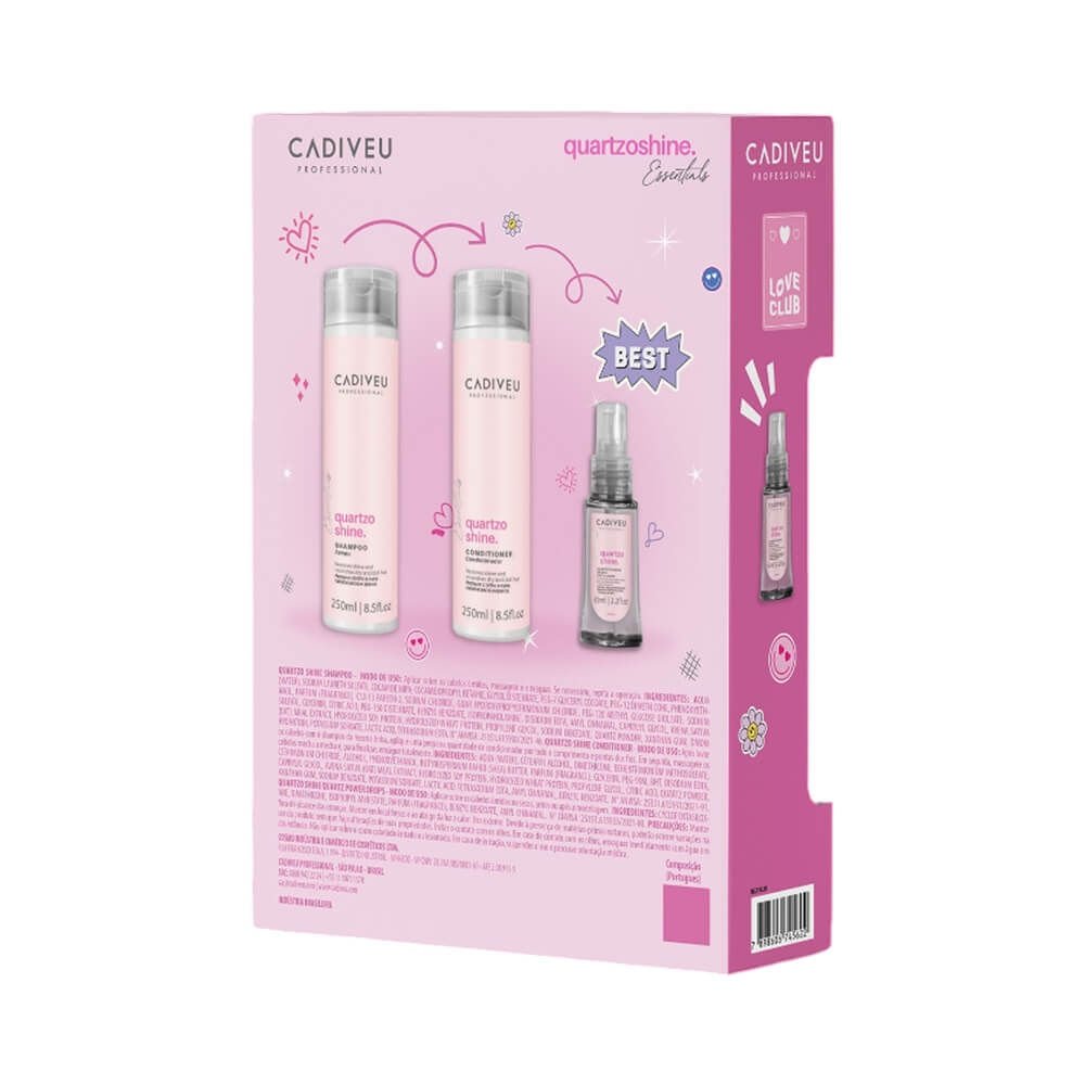 Kit Cadiveu Essentials Quartzo Shine Shampoo 250ml + Condicionador 250ml + Sérum 65ml ÚNICO 2
