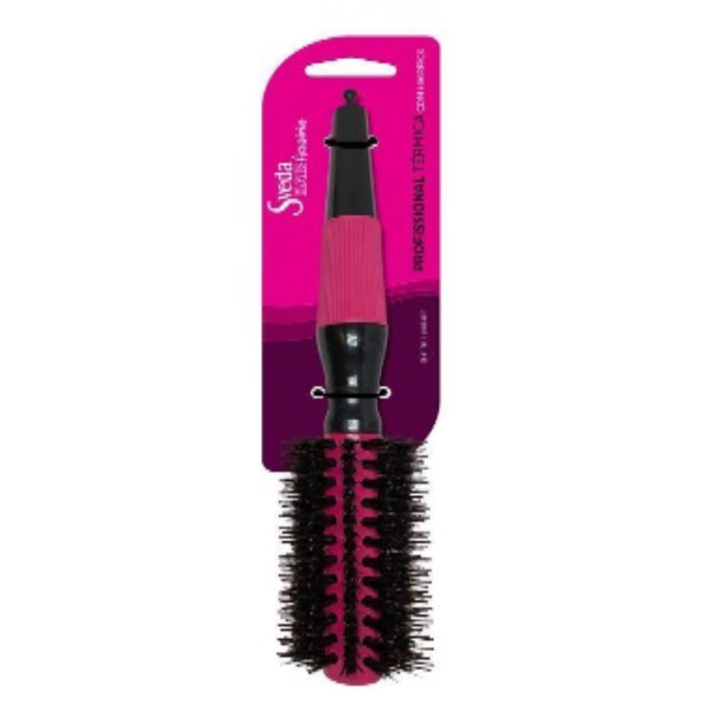 Escova de Cabelo Sveda Hair Térmica Profissional 1un Preto/Rosa 1