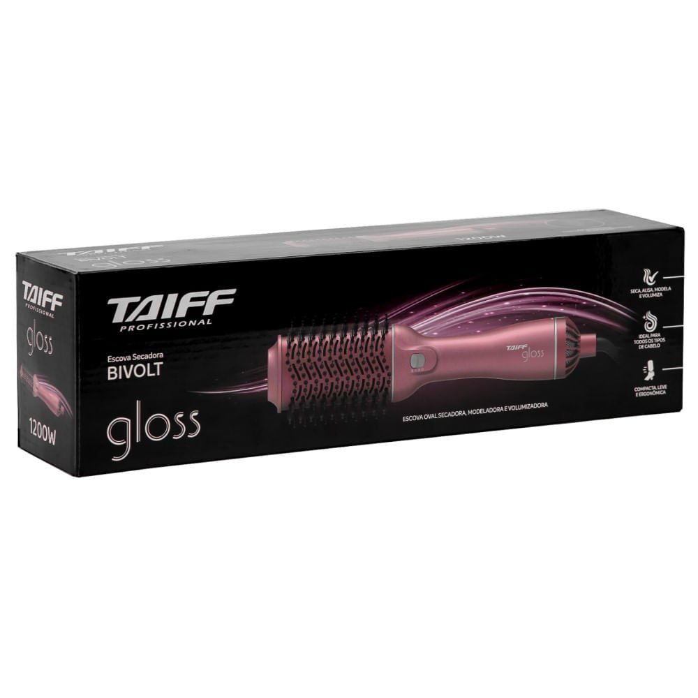 Escova Secadora Taiff Gloss Rose Bivolt Vermelho 5