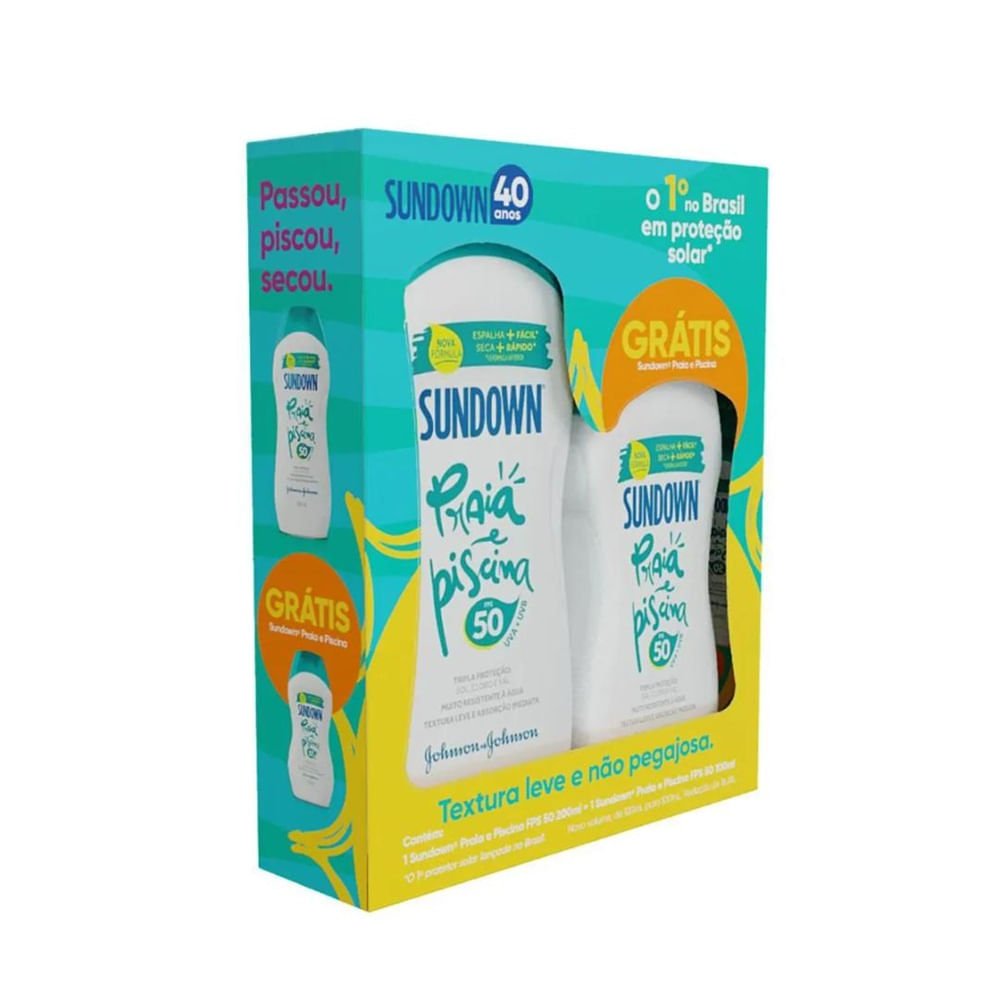 Kit Protetor Solar Sundown Praia & Piscina Fps50 200ml + 100ml Com 2 Unidades ÚNICO 2
