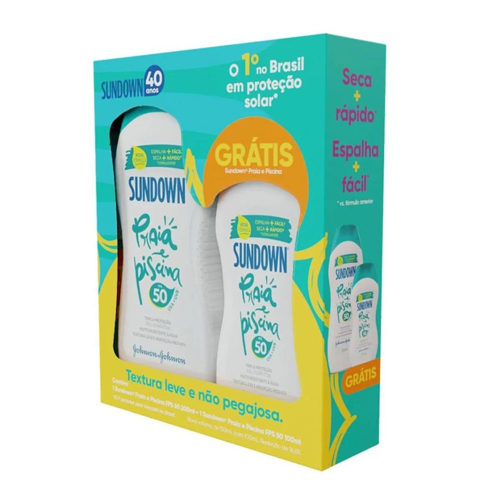 Kit Protetor Solar Sundown Praia & Piscina Fps50 200ml + 100ml Com 2 Unidades ÚNICO 4