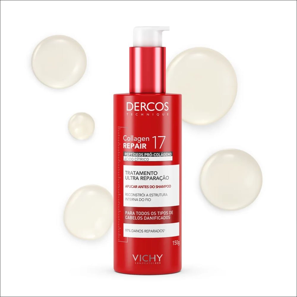 Pré-Shampoo Tratamento Ultra Reparação Vichy Dercos Collagen Repair 17 150g 150g 2