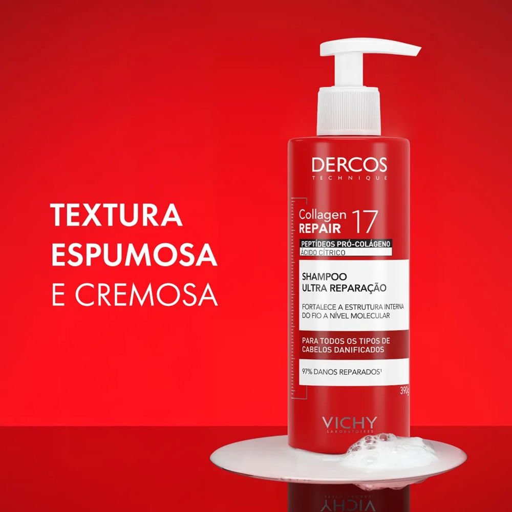 Shampoo Ultra Reparação Vichy Dercos Collagen Repair 17 390g 390g 7