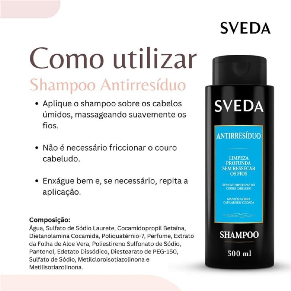 Shampoo Antirresíduo Sveda Hair 500ml 500ml 3