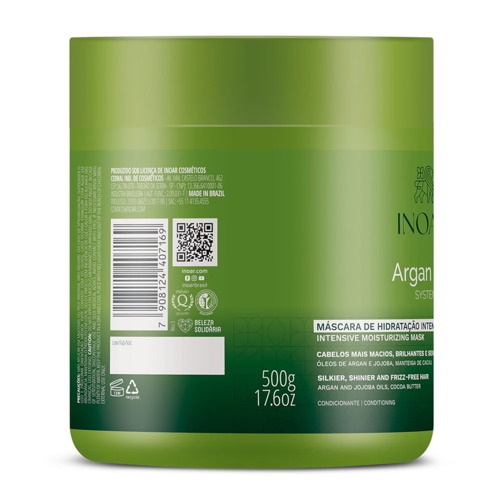 Máscara de Hidratação Capilar Inoar Argan Oil 500ml 500ml 3