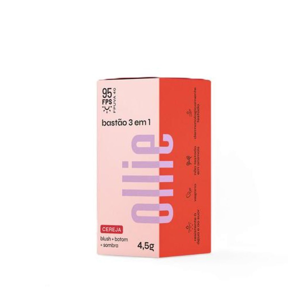 Blush Batom Sombra 3 em 1 Ollie Cereja 4,5g Cereja 2