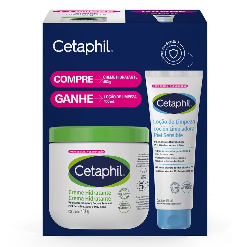 Kit Creme Hidratante Cetaphil Pele Extra Seca e Sensível 453g + 100ml ÚNICO 1
