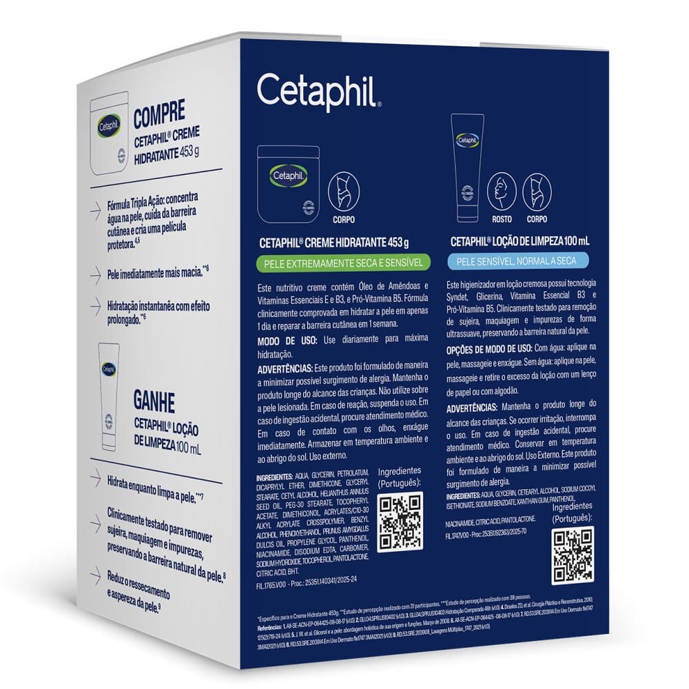 Kit Creme Hidratante Cetaphil Pele Extra Seca e Sensível 453g + 100ml ÚNICO 2