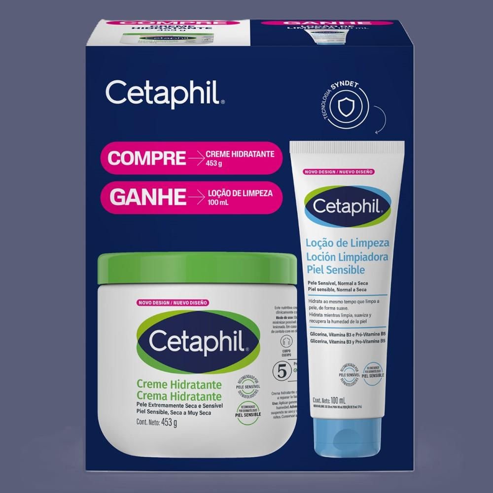 Kit Creme Hidratante Cetaphil Pele Extra Seca e Sensível 453g + 100ml ÚNICO 3