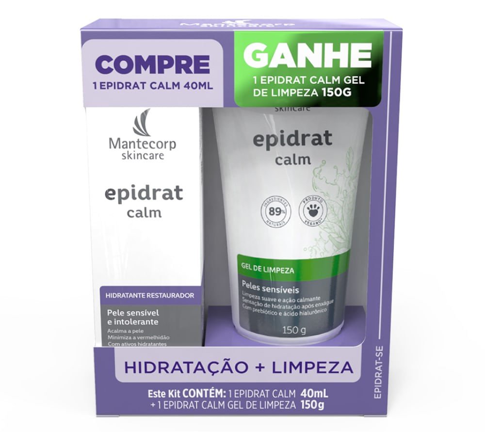 Kit Epidrat Calm Hidratante Facial 40ml + Gel de Limpeza 150g