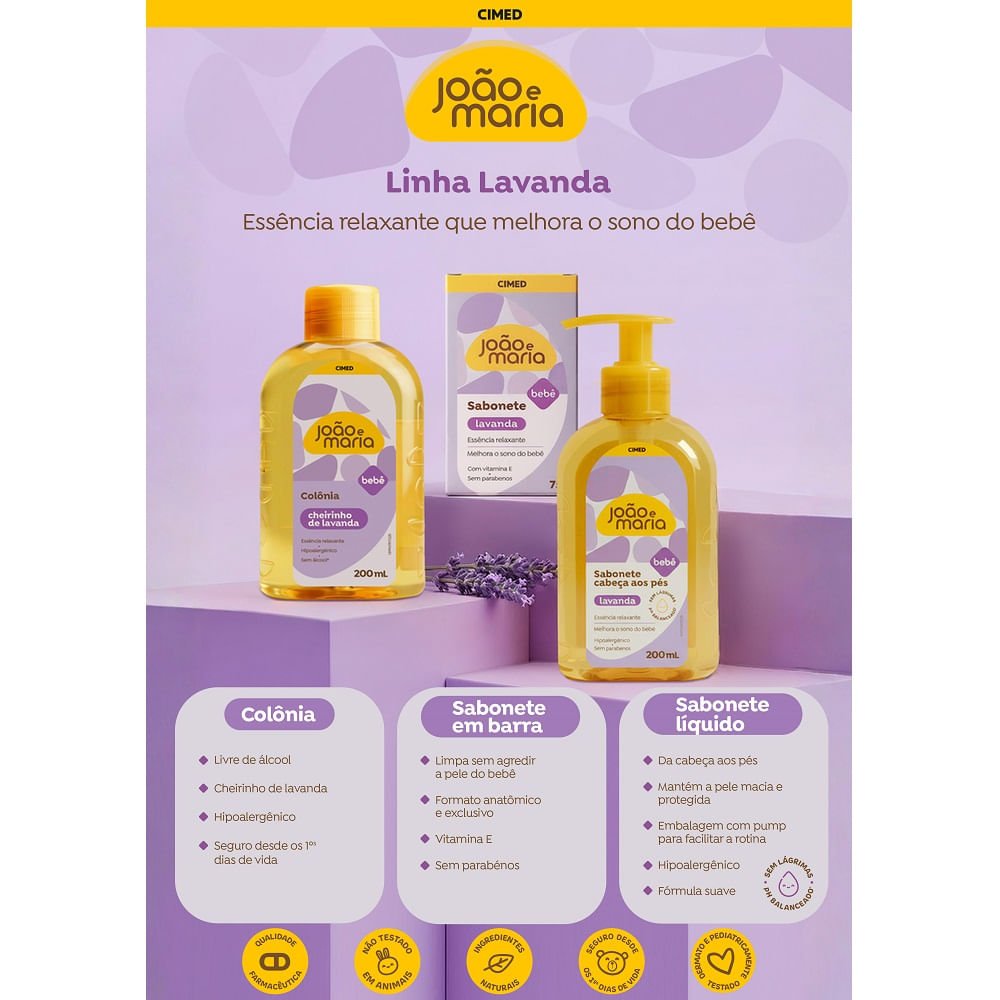 Colônia João e Maria Bebê Cimed Cheirinho de Lavanda 200ml 200ml 4