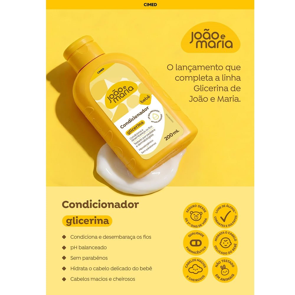 Condicionador João e Maria Bebê Cimed Glicerina 200ml 200ml 4