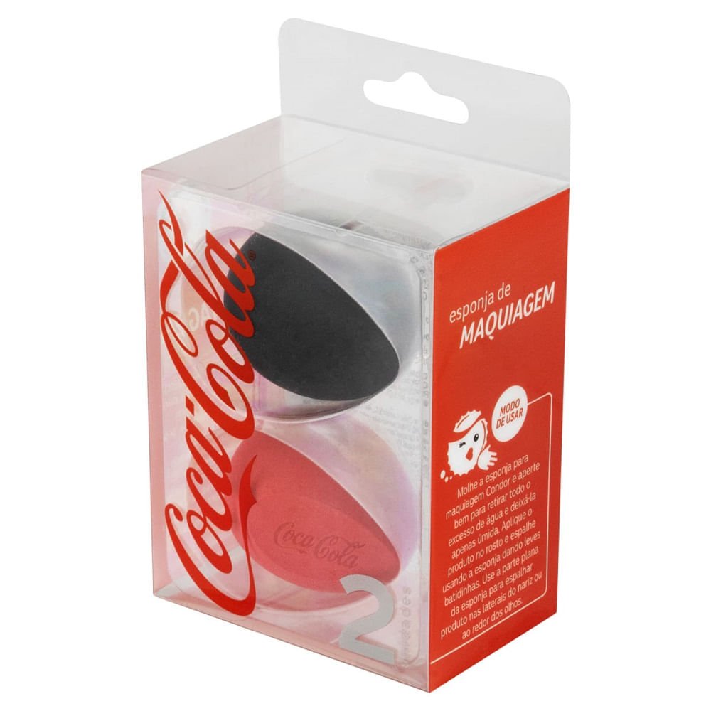 Kit Esponja de Maquiagem CONDOR Coca Cola 2 Unidades Preto/Vermelho 3