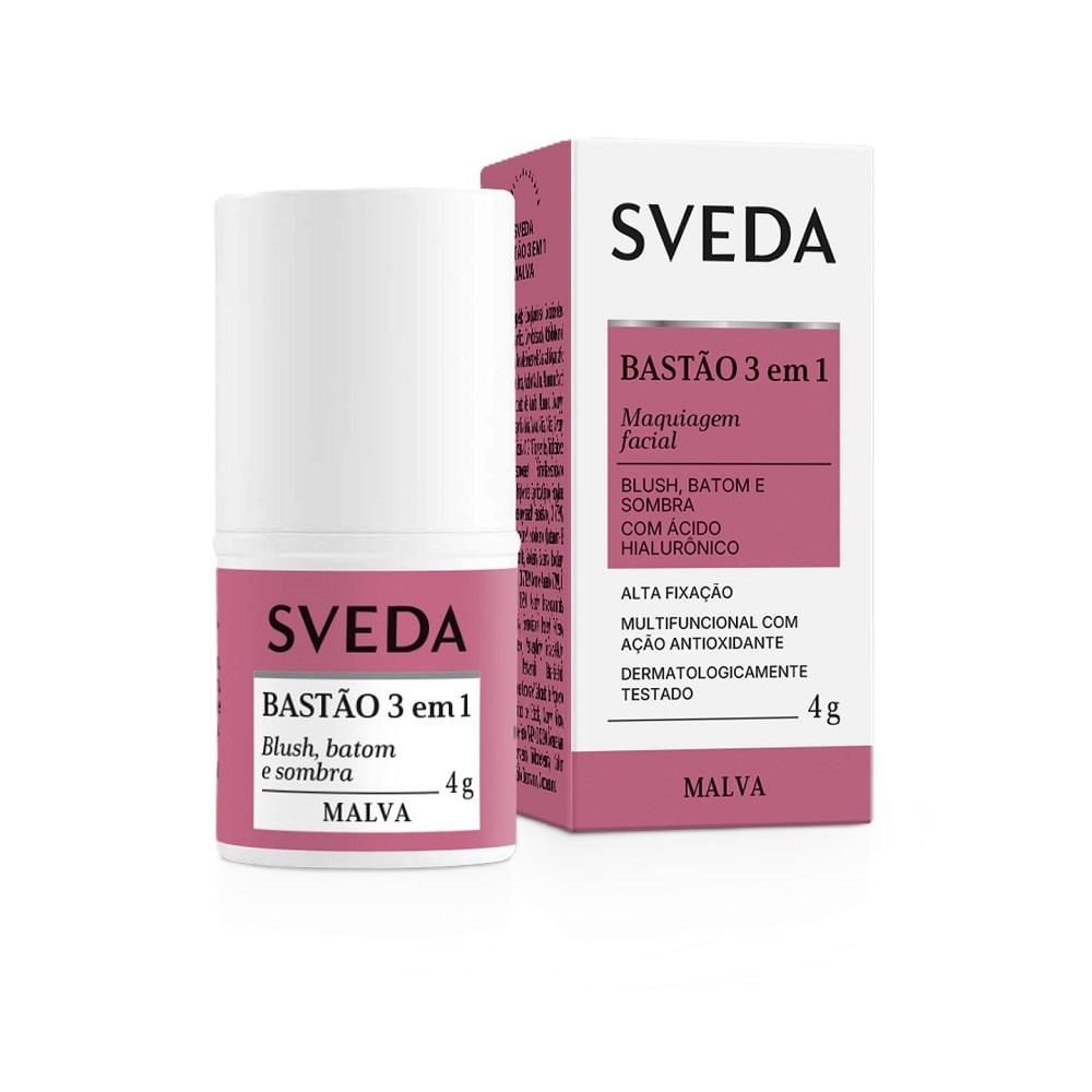 Blush Batom e Sombra Bastão 3 em 1 Sveda Malva 4g