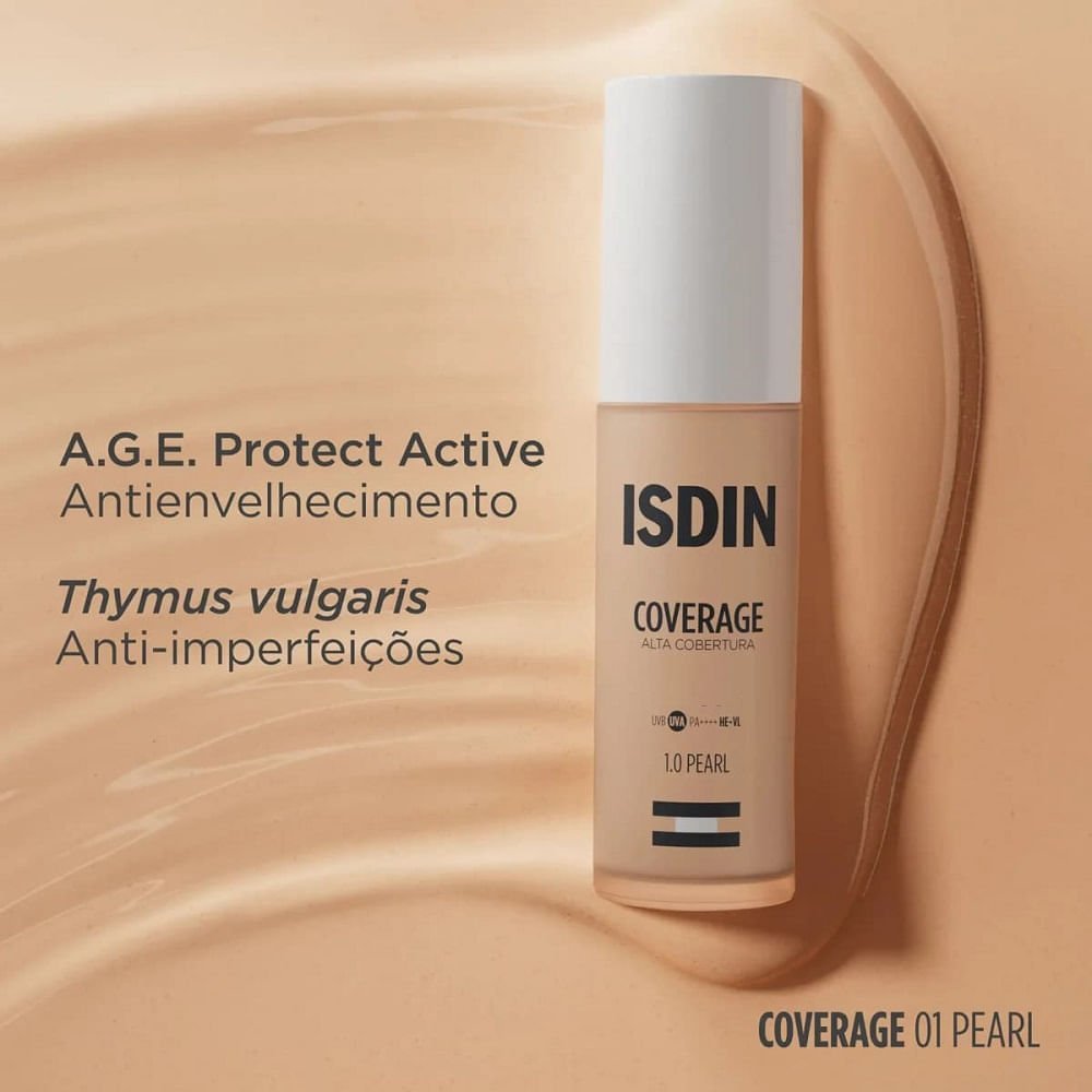 Base com Protetor Solar Facial Isdin Coverage 1.0 Pearl 30g 30g 3