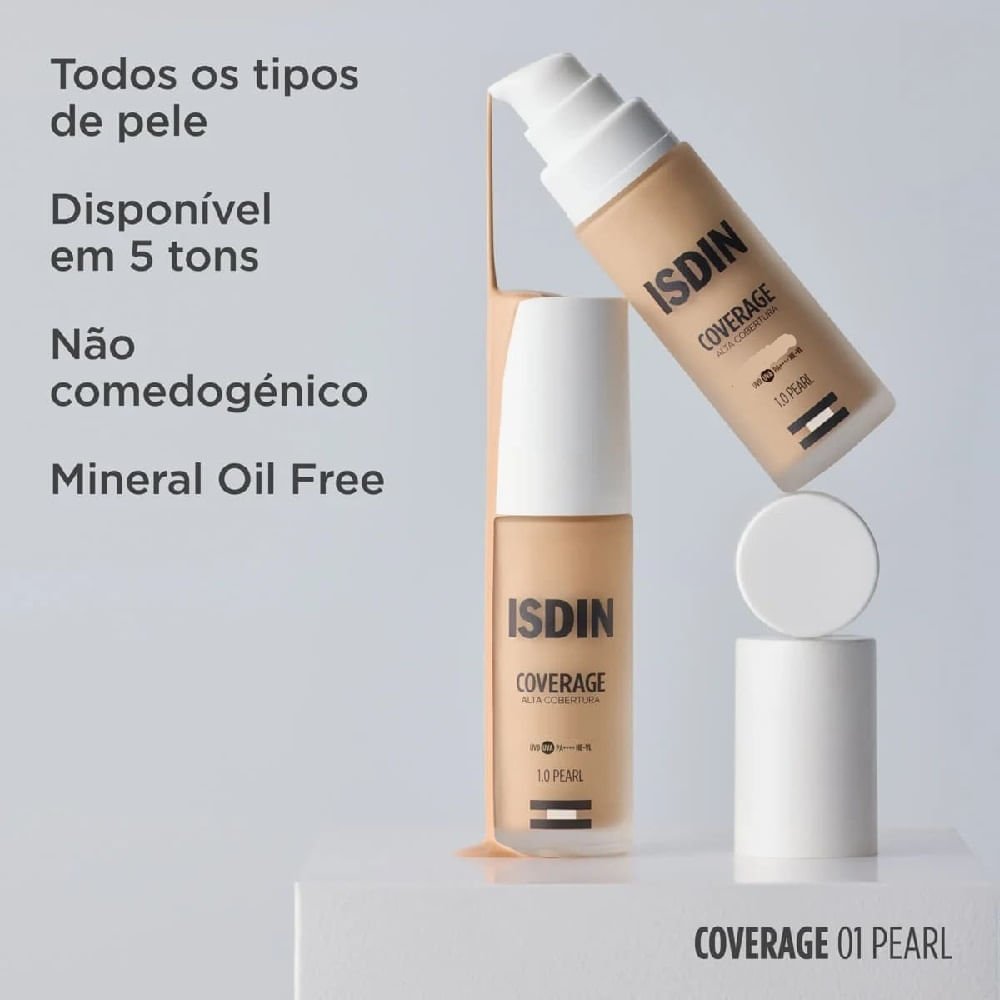Base com Protetor Solar Facial Isdin Coverage 1.0 Pearl 30g 30g 4