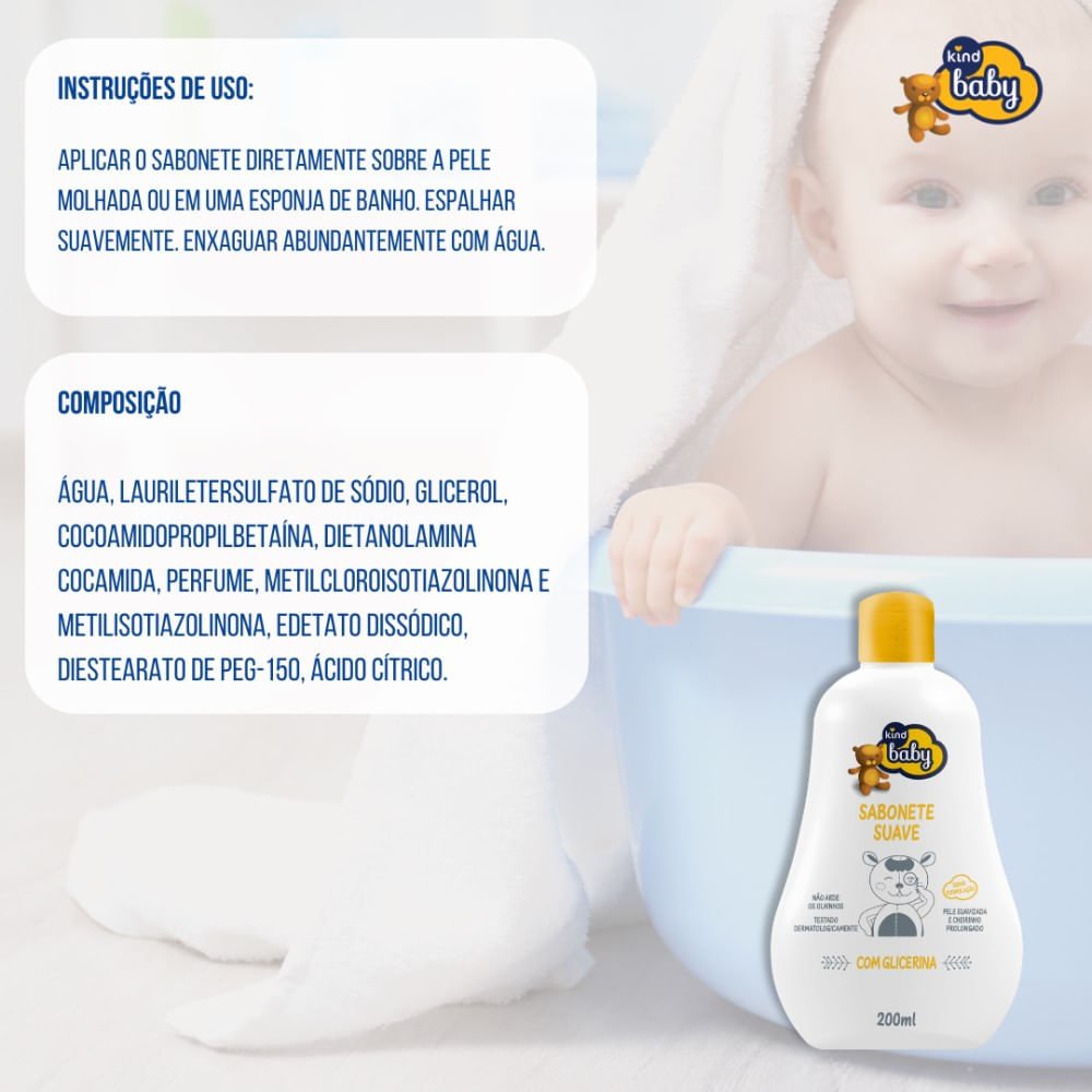 Sabonete Líquido Infantil Kind Baby Suave com Glicerina 200ml 200ml 3