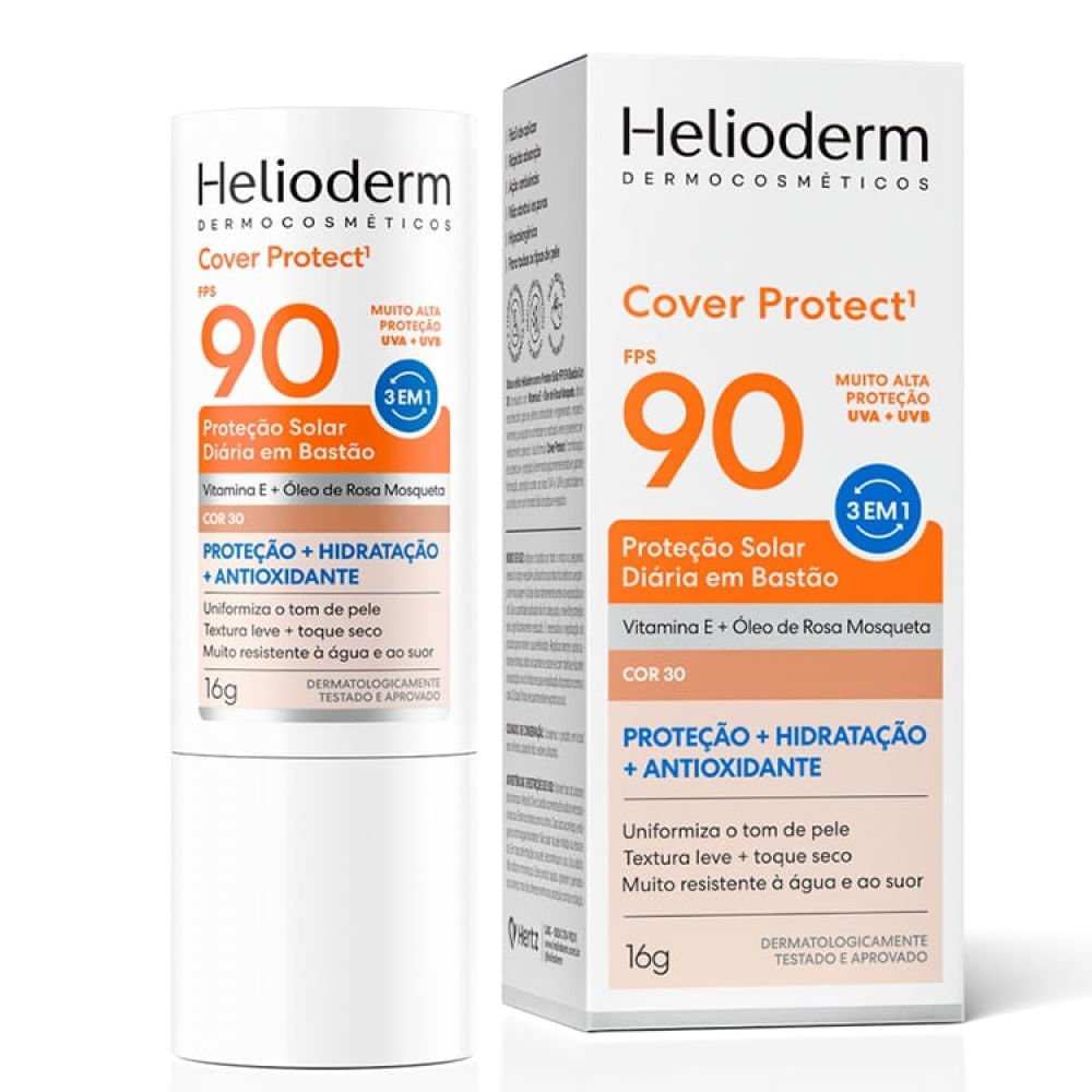 Protetor Solar Bastão Helioderm Cover Protect Fps90 Cor 30 16g 16g 2