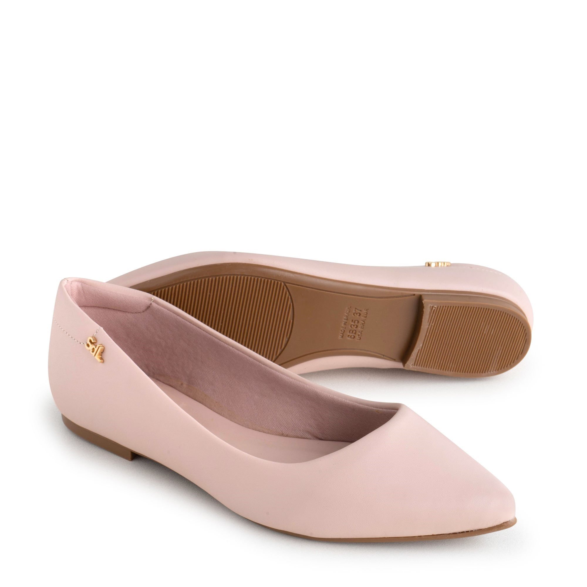 Sapatilha Napa Nude Rose / Ouro Com Bico Fino 100070.01_3 Rosa 2