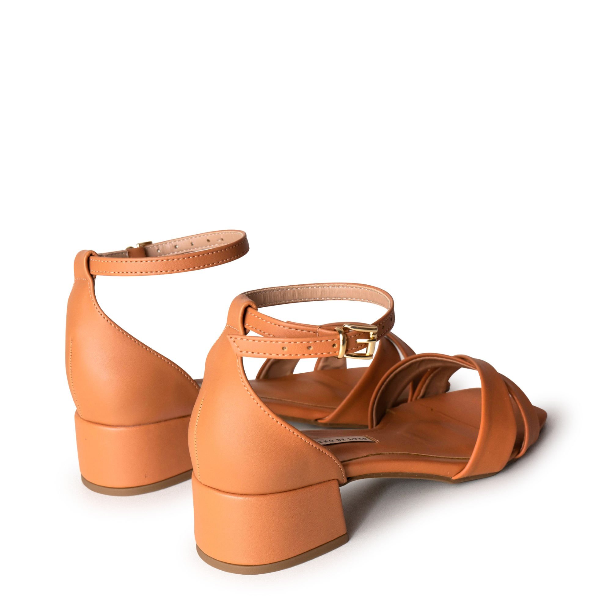 Sandália Napa Nude Blush / Ouro Tira em X e Salto Bloco 100090.02_3 Laranja 4