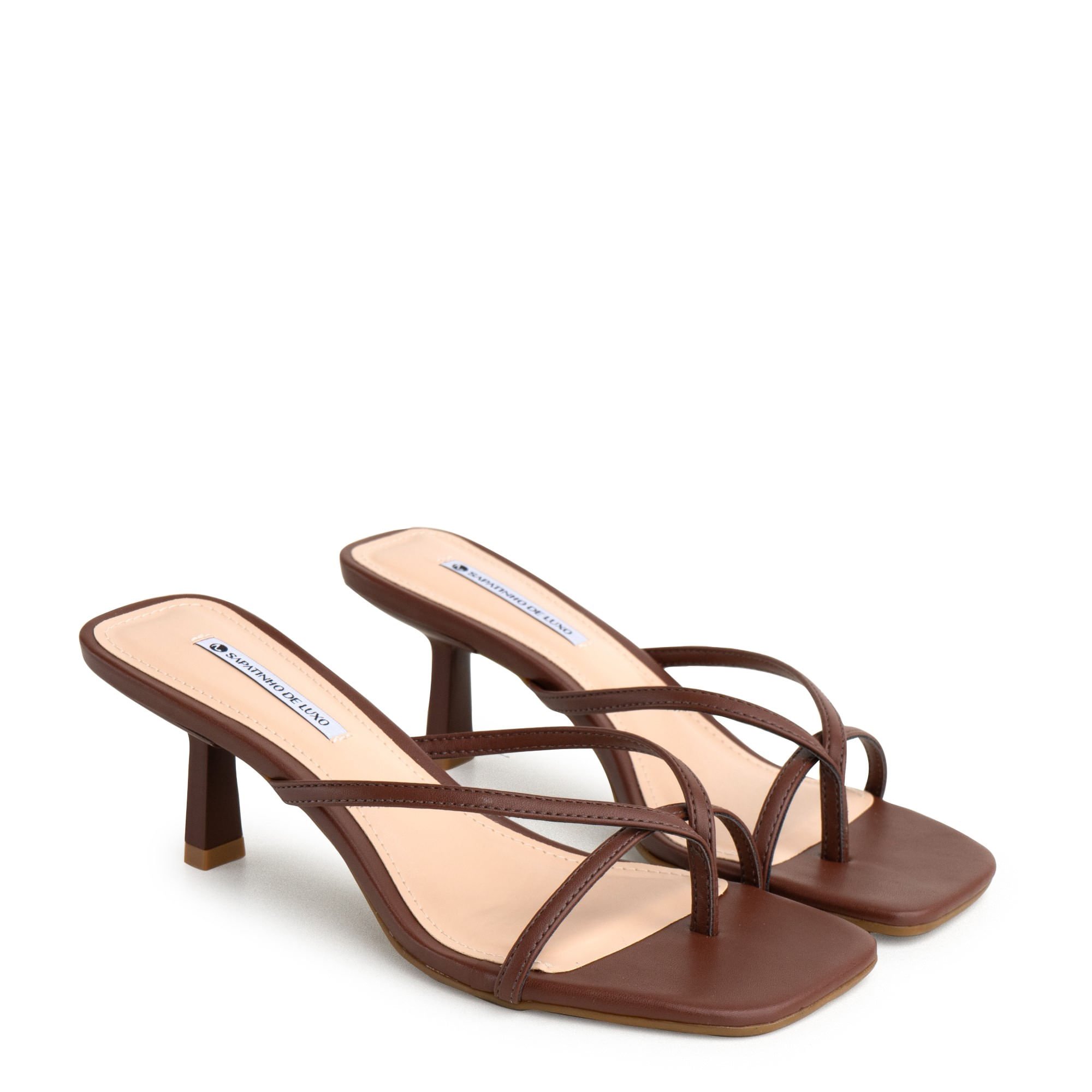 Tamanco Sandalia De Dedo Com Salto Medio Chinelo Tamanco De Dedo