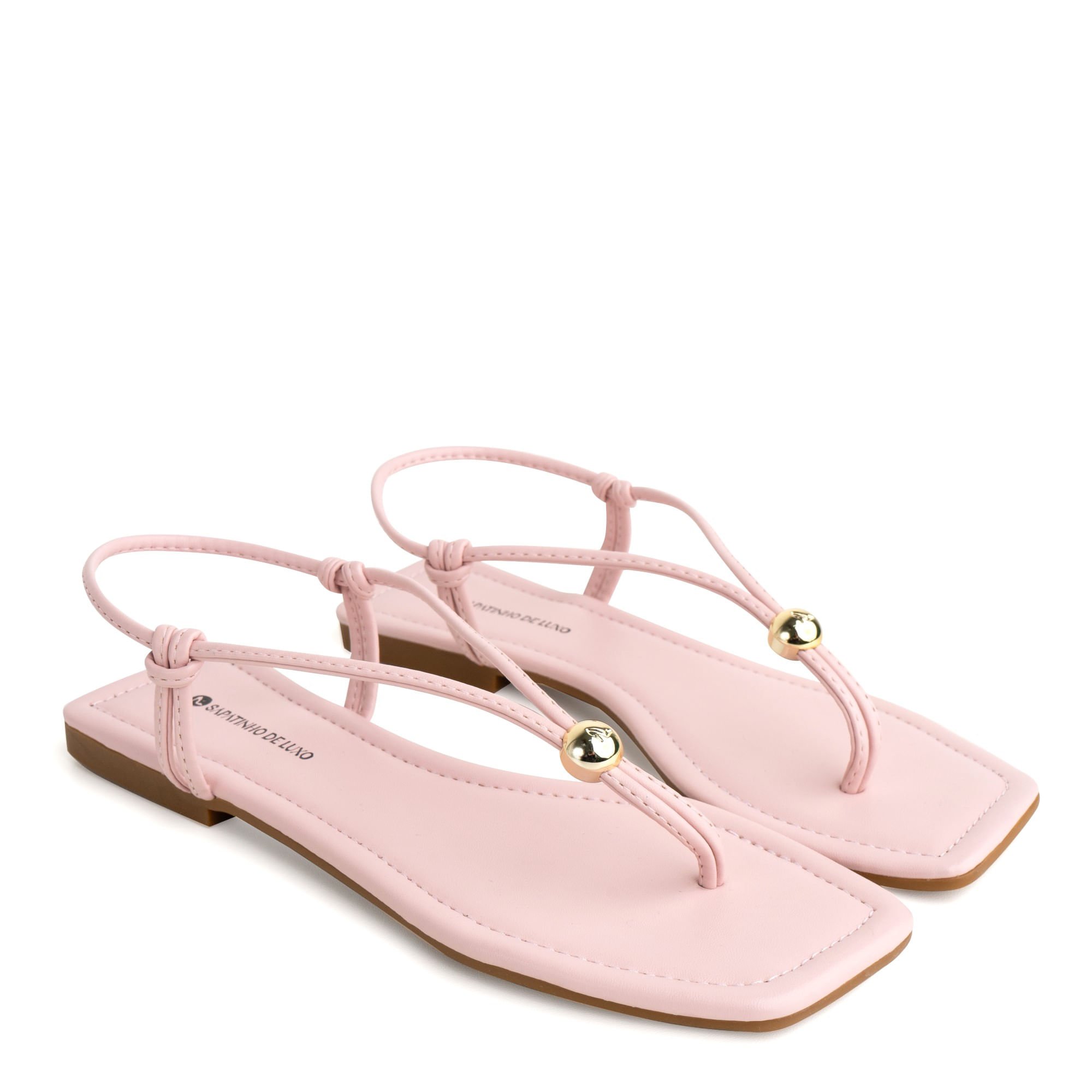 Rasteira Sandália Charm Pink com Enfeite Ouro 1380.226_7 Rosa 1