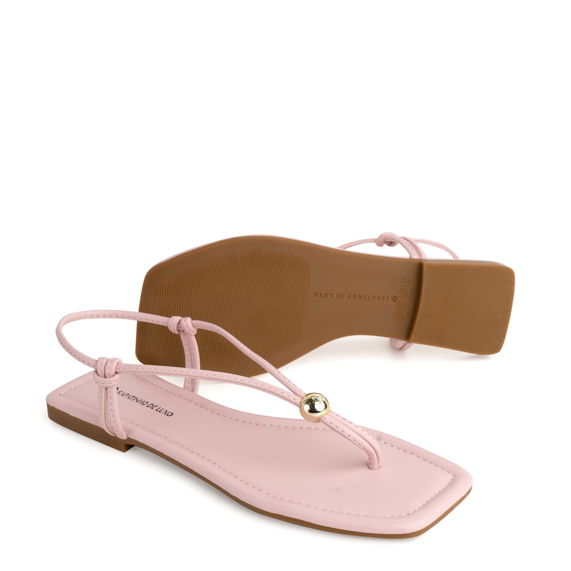 Rasteira Sandália Charm Pink com Enfeite Ouro 1380.226_7 Rosa 2