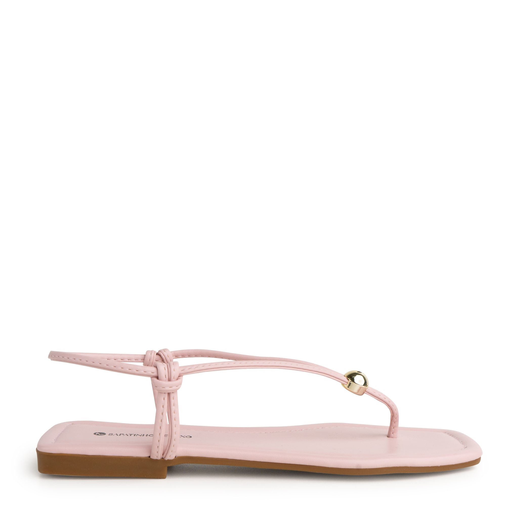 Rasteira Sandália Charm Pink com Enfeite Ouro 1380.226_7 Rosa 3
