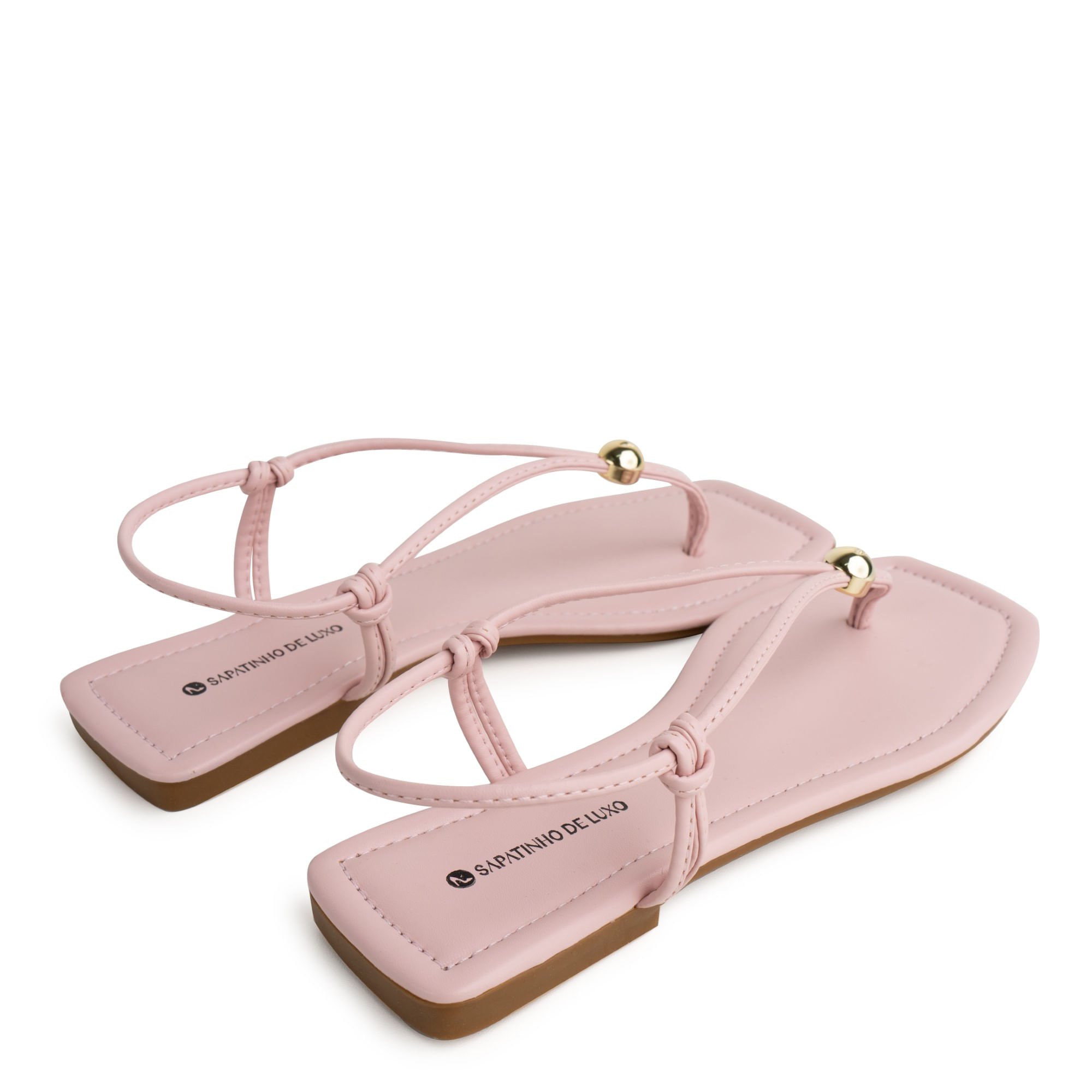 Rasteira Sandália Charm Pink com Enfeite Ouro 1380.226_7 Rosa 4