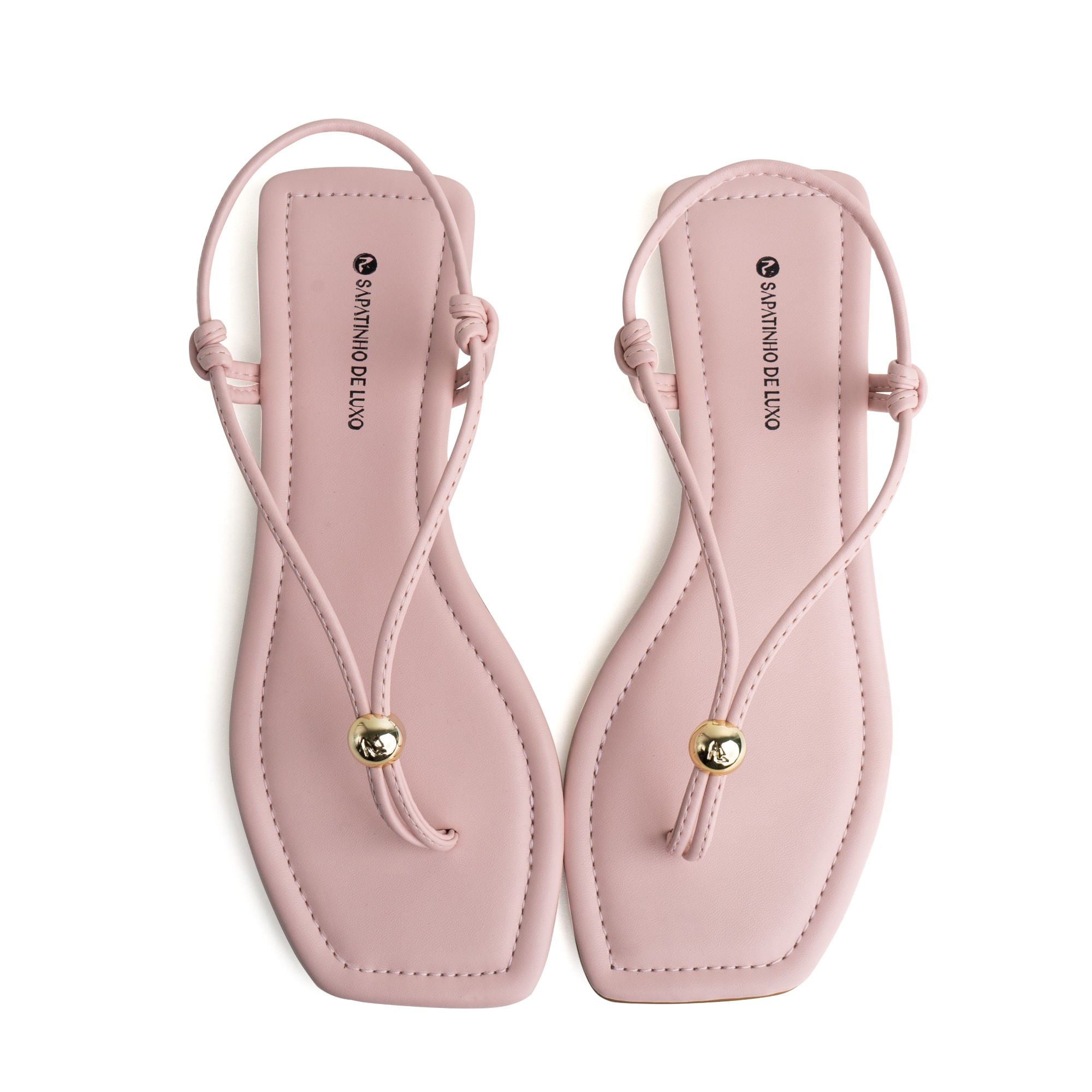 Rasteira Sandália Charm Pink com Enfeite Ouro 1380.226_7 Rosa 5