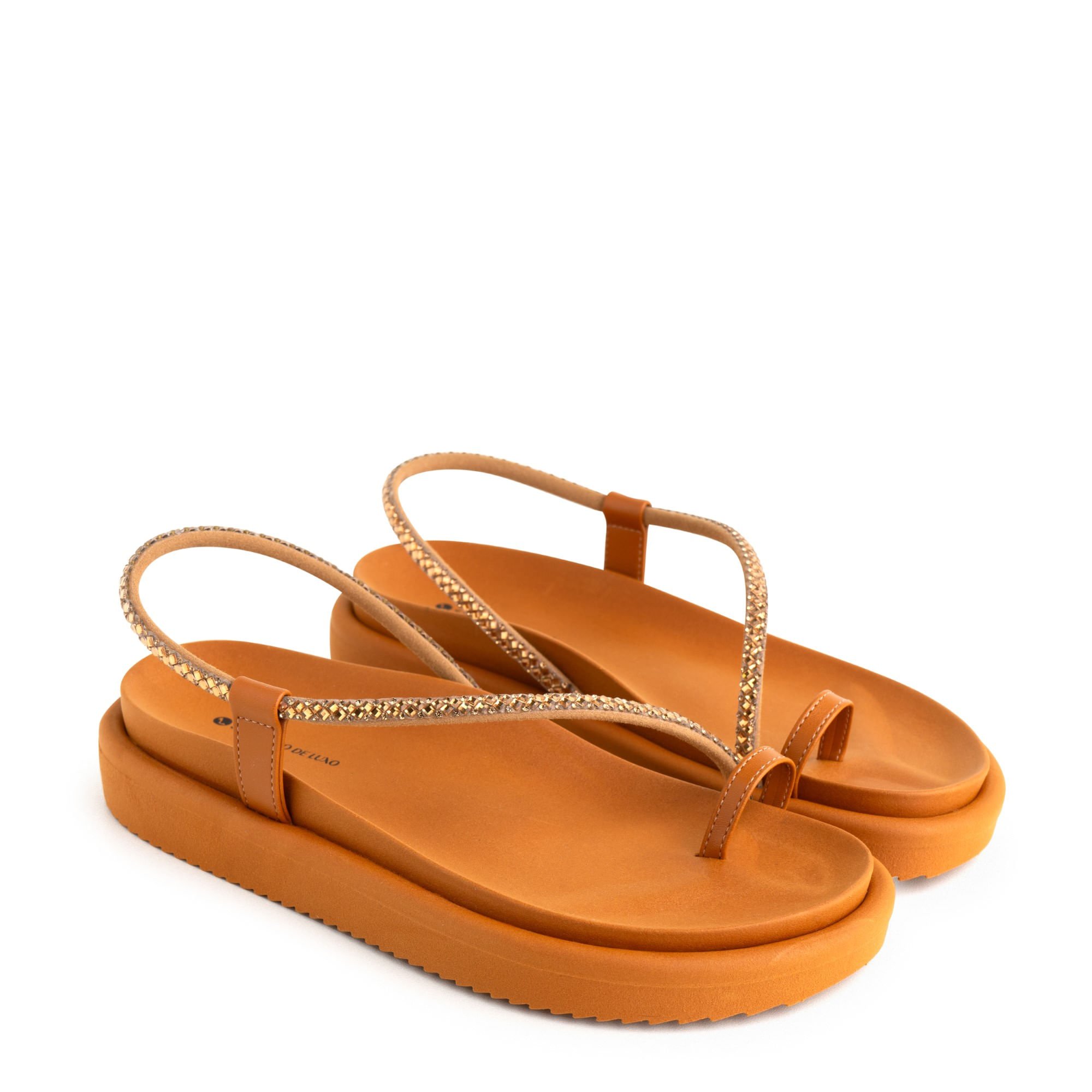 Rasteira Papete Nude Almond com Enfeite Ouro 6110.06_2 Laranja 1