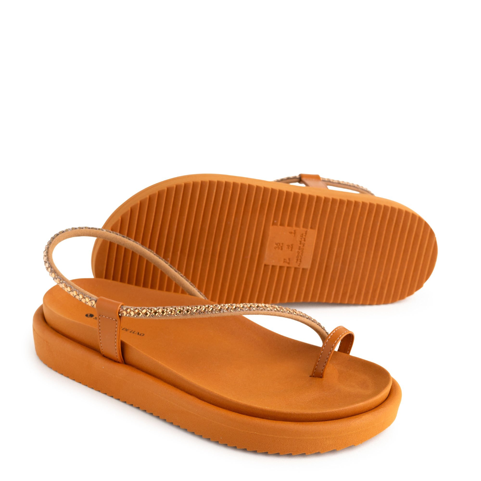Rasteira Papete Nude Almond com Enfeite Ouro 6110.06_2 Laranja 2