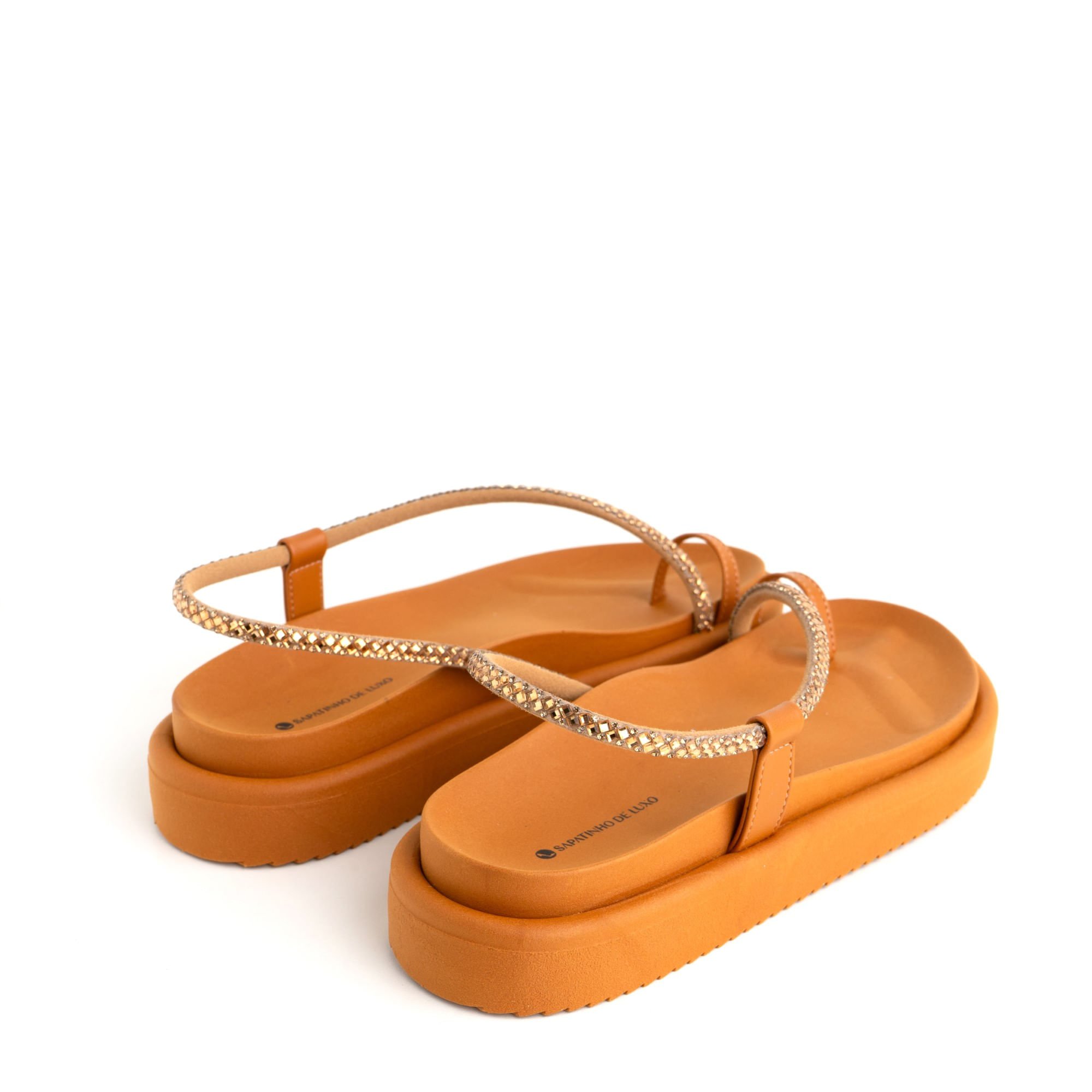 Rasteira Papete Nude Almond com Enfeite Ouro 6110.06_2 Laranja 4