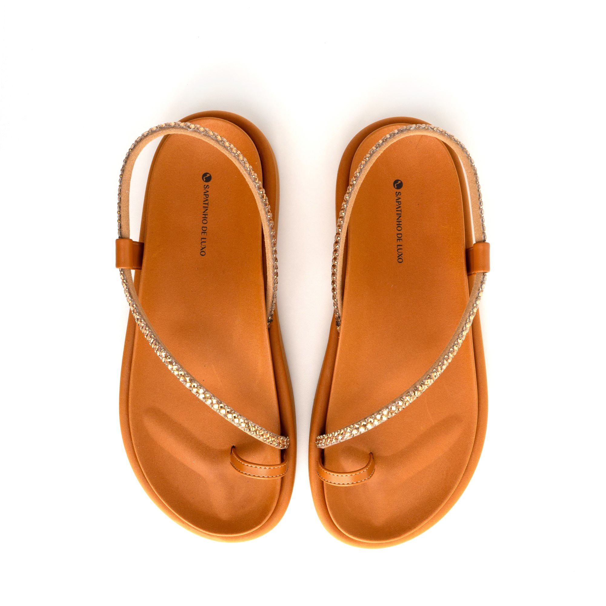 Rasteira Papete Nude Almond com Enfeite Ouro 6110.06_2 Laranja 5