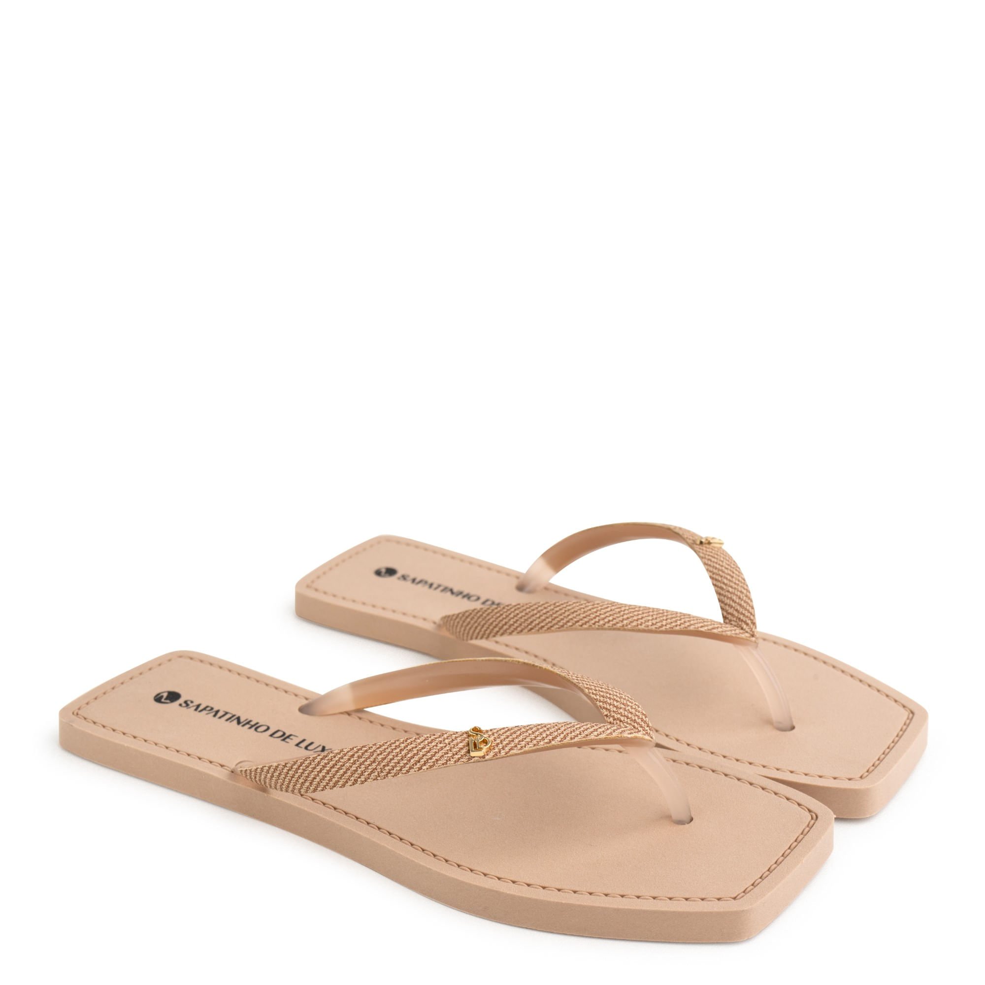 Rasteira Nude Amendoa Tira PVC com Enfeite SDL 450.03_3 Bege 1