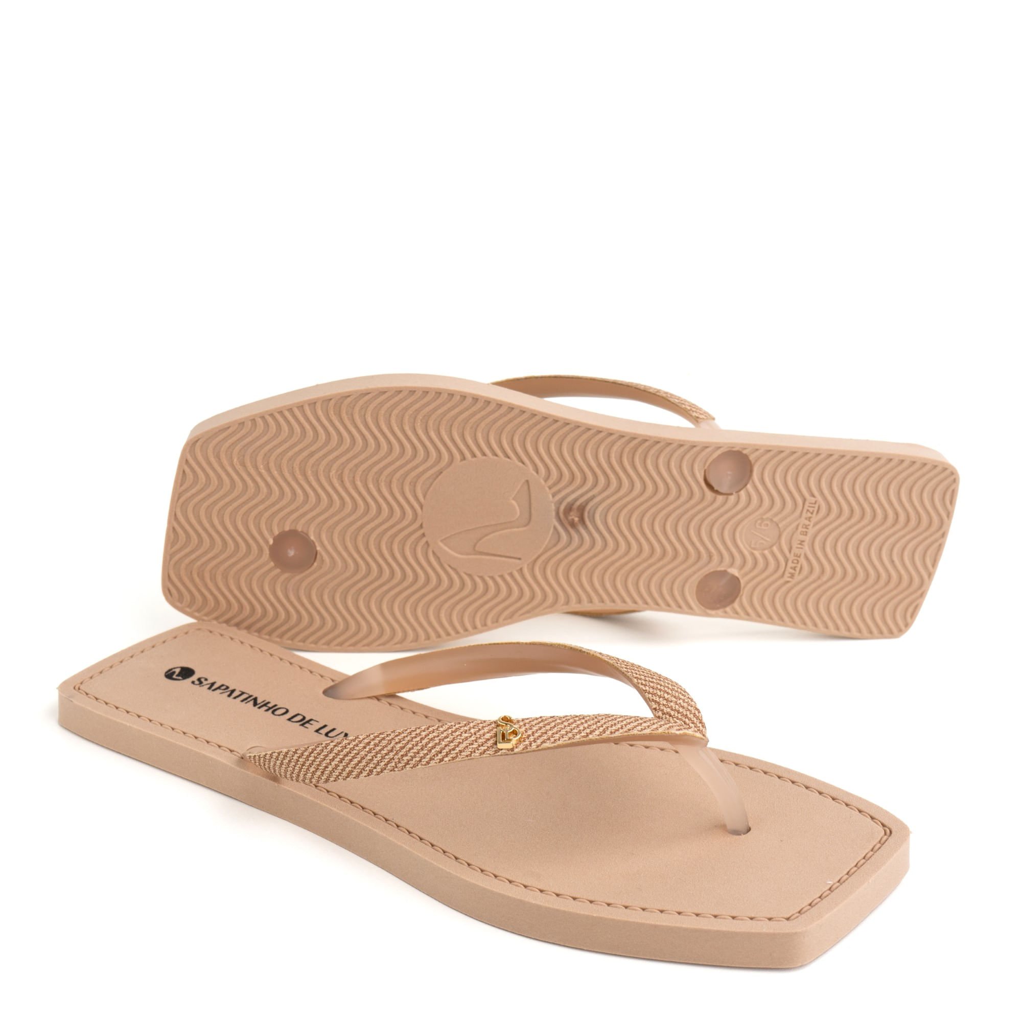 Rasteira Nude Amendoa Tira PVC com Enfeite SDL 450.03_3 Bege 2