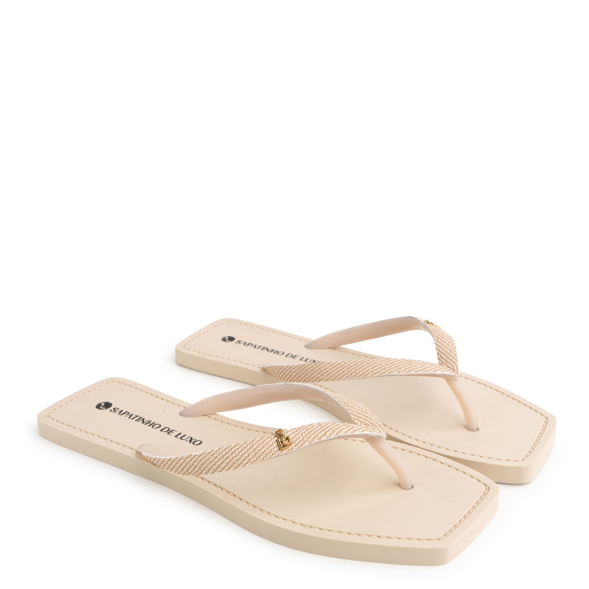 Rasteira Nude Manteiga Tira PVC com Enfeite SDL 450.03_4 Branco 1