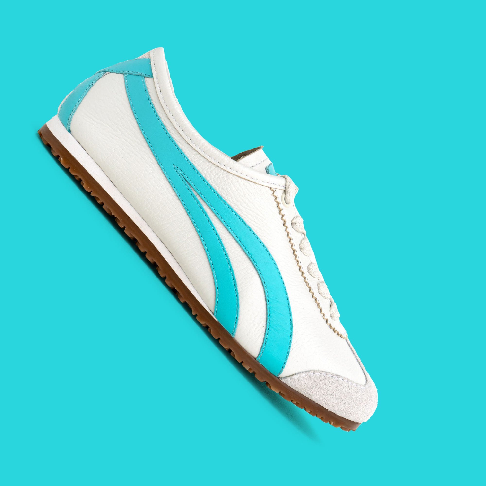 Tênis Flat em Couro Off White Tiras laterais Tifany e Sola Baixa KANSAI_6 Off White/Azul 1