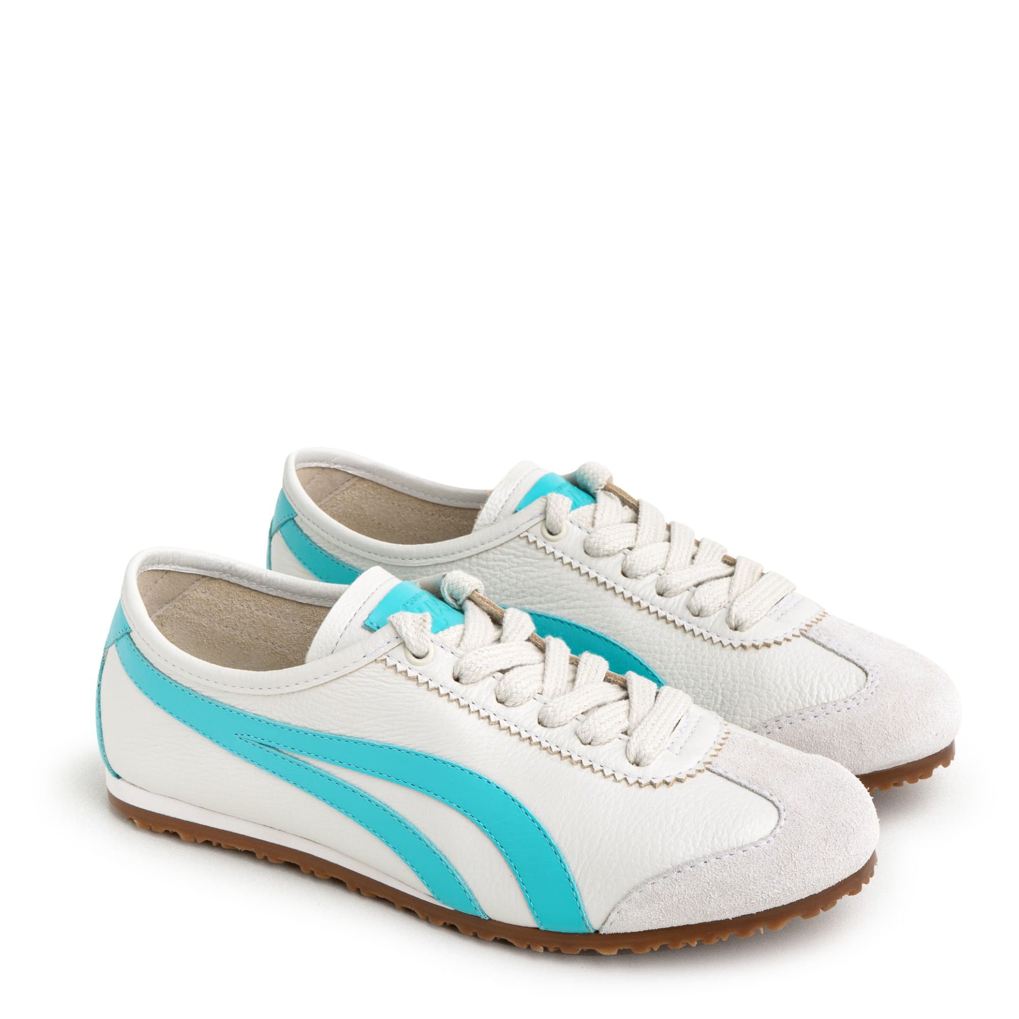 Tênis Flat em Couro Off White Tiras laterais Tifany e Sola Baixa KANSAI_6 Off White/Azul 2